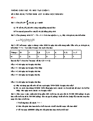 Bộ đề kiến nghị tuyển sinh Lớp 10 môn Toán - Năm học 2020-2021 - Phòng giáo dục và đào tạo Quận 2 (Có đáp án)